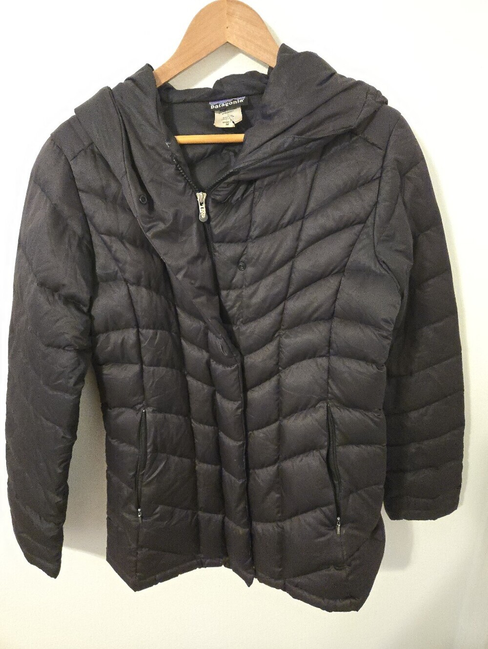 Vintage Patagonia Womens Medium Goose Down Jacket Hooded Full Zip Puffer Coat